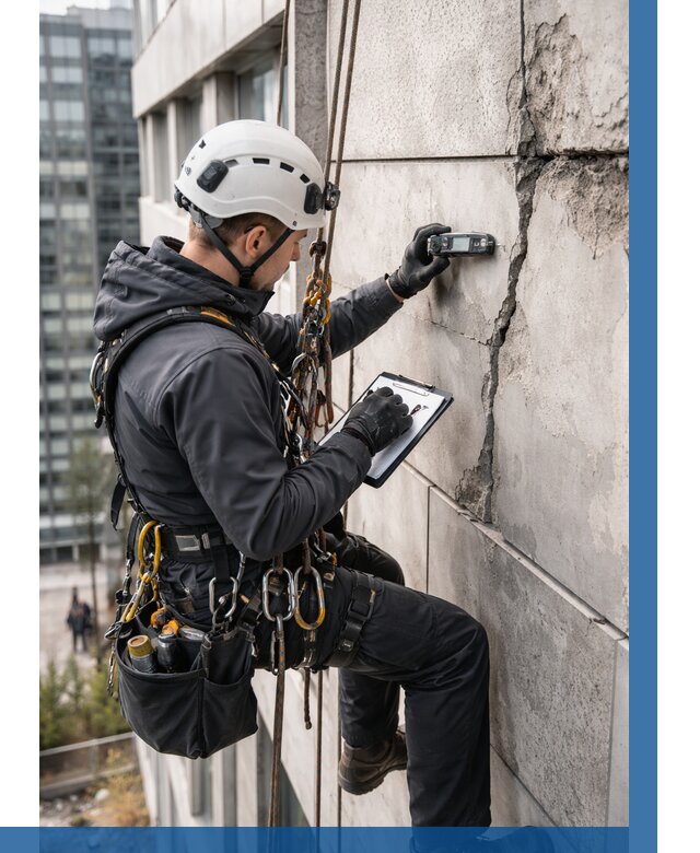 Обследование фасада альпинистами в Михайловке от 122 р. | ВЫСОТНИК-Мхл