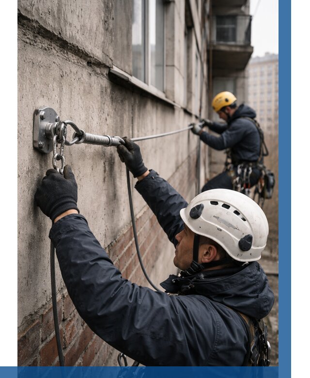 Монтаж анкерных линий в Михайловке от 3050 р. | ВЫСОТНИК-Мхл